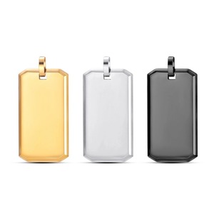 Collier pendentif rectangulaire poli miroir en gros, plaque d'identification vierge en acier inoxydable, bijoux de mode pour hommes 19x35mm - Product Image 2
