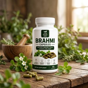 Capsules d'herbes Brahmi pures, 60 capsules végétariennes, extrait de plante ayurvédique naturel, capsules d'extrait de Brahmi de qualité supérieure, naturelles - Product Image 1