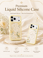 Coque de téléphone en silicone liquide premium pour iPhone 16 17 18 Pro Max avec insert imprimé personnalisé et motifs floraux charmants