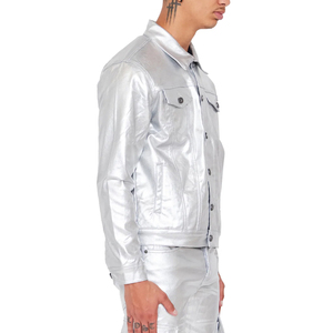 Service OEM en gros, veste en <span class=keywords><strong>jean</strong></span> de <span class=keywords><strong>moto</strong></span> personnalisée, tissu personnalisé, denim ciré, style bomber pour hommes - Product Image 2