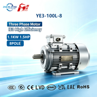 Moteur AC triphasé industriel IE3 380v 8 pôles 1,1kw 1,5hp 750 tr/min Moteur à induction Boîtier en aluminium moulé épais Longue durée de vie