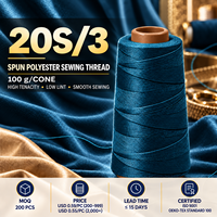 Benang Jahit Poliester Spun 100% Grosir 20S/3 100g Cone High Tenacity 3 Ply untuk Mesin Jahit Industri Pakaian Jeans