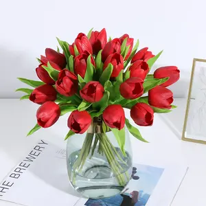 ใหม่ยุโรป Taobao ขายร้อน PU เจ็ดหัวรอบหัวดอกทิวลิปดอกไม้งานแต่งงานตกแต่งดอกไม้ประดิษฐ์ของขวัญ