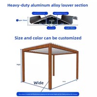 Pavillon moderne à toit horizontal avec terrasse, auvent électrique en profilé d'aluminium avec éclairage