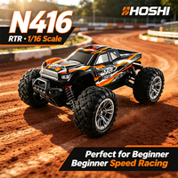 HOSHI N416 Camion monstre RC 4x4 à l'échelle 1/16, vitesse élevée de 36 km/h, tout-terrain, voiture télécommandée avec chargeur inclus, RTR