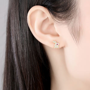 सीज़सिटी खरगोश पशु छोटे सीज़ महिलाओं के लिए सुंदर स्टड इयररिंग्स 2026 फैशन 925 स्टर्लिंग चांदी कान स्टड - Product Image 4