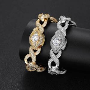 Hip Hop Eye of Horus Cuban <b>Chain</b> 15MM <b>Iced</b> Out CZ Zircon Eyes Shape Big Diamond Cuban Link <b>Chain</b> Bracelet Necklace - Product Image 3