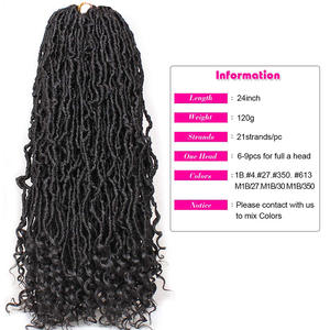 Extensiones de pelo de ganchillo para mujer, pelo largo con trenzas rizadas de 24 pulgadas - Product Image 2