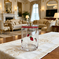 Handgeschilderd citroen-aardbei fruitpatroon gekleurd rand borosilicaat glazen beker - vaatwasser- en magnetronbestendig modern design voor
