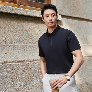 เสื้อโปโลกอล์ฟผู้ชายแบบสปอร์ต คอซิป 1/4  ผ้าโพลีเอสเตอร์ 100% ซับเหงื่อ นุ่มสบาย ปักลายอย่างดี ขายส่งตามสั่ง ขายดี - Product Image 6