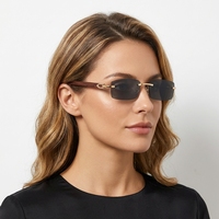 Lunettes de soleil unisexes légères QingMou 219 sans monture, marron/fumé, protection UV400, avec verres pour les voyages et les activités de plein air