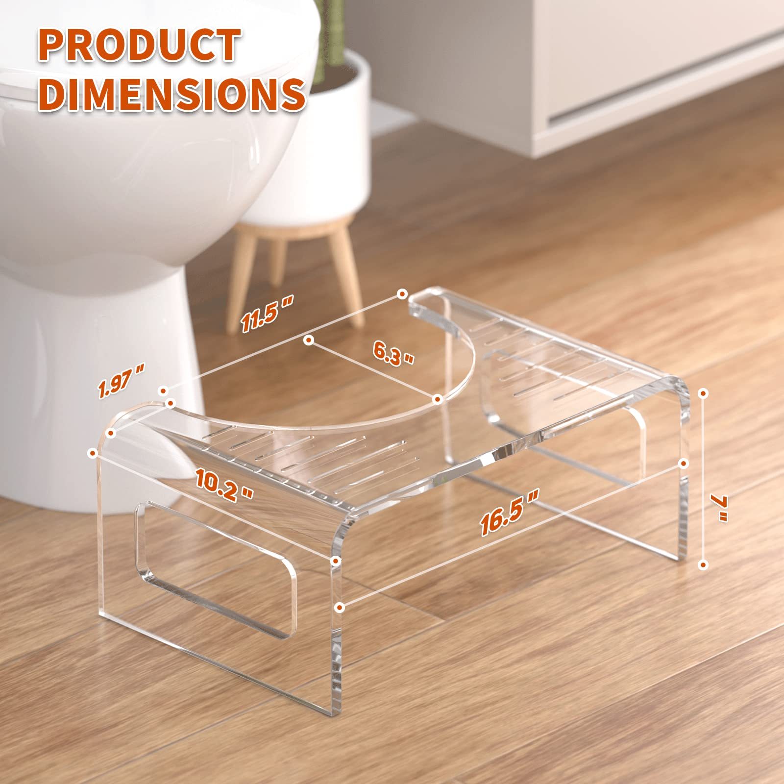 Tabouret Toilette Squat Transparent Anti-Constipation – Meilleure Posture Pour Des Toilettes Saines Et Naturelles