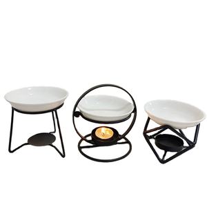 Ywbeyond Noir Irion Cadre Blanc Céramique Poêle À Huile Arôme Parfum Parfumé Photophore Aromathérapie Brûleur À L'huile Essentielle - Product Image 1