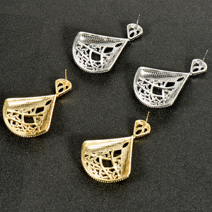 HIBRIDE, nueva moda, Popular, forma de abanico de lujo, pendientes de circón de cristal pavé de Mirco completo, joyería de moda <span class=keywords><strong>para</strong></span> mujer, moda <span class=keywords><strong>para</strong></span> mujer, moda - Product Image 4