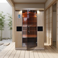 Cabina de Sauna de Infrarrojos Lejanos de Cedro Rojo Sólido para 2 Personas, Modelo Vail, Bajo EMF, con Panel de Control Computarizado, Enchufe Estándar de EE. UU., 240V