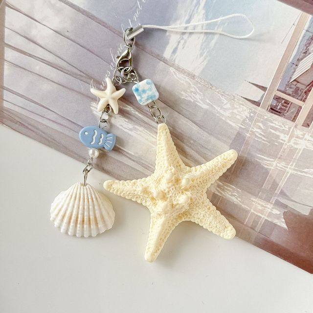 Realistic Ocean Creature Shell Keychain Beach Themed Starfish Decoration Bag Accessory Phone Lanyard Charm Car Keychains Pendant