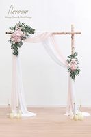 Kit de 4 draperies florales pour arche de mariage avec 2 arrangements de roses artificielles rose poudré pour la décoration de fond de cérémonie