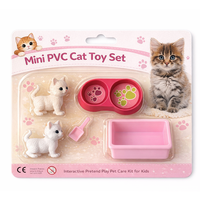 Mini ensemble de jouets pour chat en PVC, gamelle, bac à litière, kit interactif de jeu d'imitation pour animaux de compagnie, cadeau promotionnel OEM pour enfants