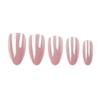 Faux ongles en ABS simple, forme amande, avec revêtement en amidon de racine de lotus, réutilisables, électroplaqués, à porter, motif géométrique, à coller