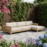 Ensemble de canapés modulaires modernes en bois de teck pour l'extérieur, chaise longue de détente, canapé sectionnel