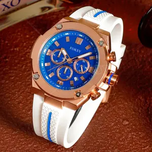 L'oem accetta il nuovo orologio da uomo al quarzo con cronografo con Logo personalizzato da polso di lusso con cinturino in Silicone di marca di Design