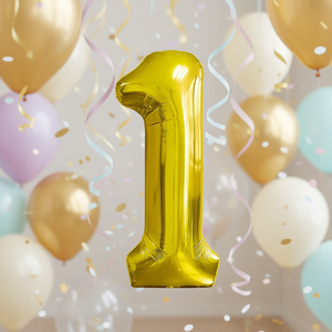 Party Love Gold Number 1 Foil Balloon 100cm <b>Birthday</b> Party <b>Decoration</b> Metallic Kids Parties - Product Image 4