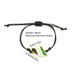 Pulsera con Abalorio <span class=keywords><strong>DE</strong></span> LA Bandera <span class=keywords><strong>de</strong></span> <span class=keywords><strong>Siria</strong></span> Esmalte Chapado en Oro <span class=keywords><strong>de</strong></span> 18K Pulsera <span class=keywords><strong>de</strong></span> Cuerda <span class=keywords><strong>de</strong></span> Macramé con Mapa Sirio <span class=keywords><strong>de</strong></span> Acero Inoxidable - Product Image 2