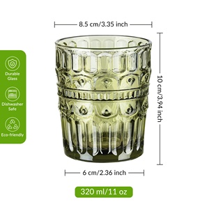 แก้วไวน์ขายส่ง แก้วไวน์ทรงสูงลายนูนรูปมงกุฎ 320 มล. แก้ววินเทจสำหรับงานปาร์ตี้ - Product Image 2