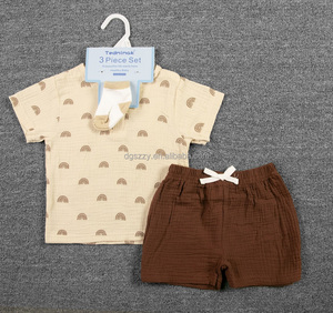 Set di Abbigliamento per Neonata 0-3 <span class=keywords><strong>Mesi</strong></span>, Magliette Stampate Carine e Pantaloncini Estivi Traspiranti in Cotone e Lino, Set 3 Pezzi - Product Image 5