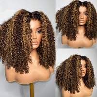 Grosir rambut palsu Bob keriting digambar ganda, Wig rambut manusia selaras kutikula perawan mentah, Wig depan renda tanpa lem 13x4 untuk wanita warna hitam