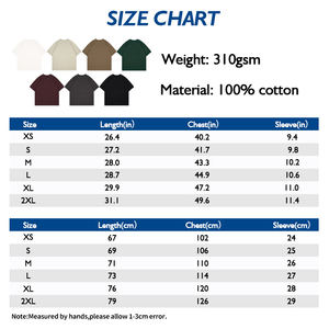 Camiseta para hombre para todas las estaciones 310gsm Slub Cotton, transpirable de gran tamaño Color sólido - Product Image 5