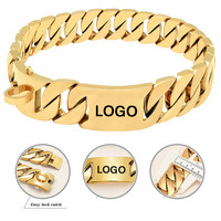 Conception personnalisée 15mm Punk Cubain Chaîne Lien Collier de chien en acier inoxydable 316L Collier de chien plaqué or style Miami glacé