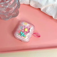2025 nouveau cadre 3D rose cristal fleur vague et boucle de suspension pour Airpos Pro 1 2 3 4 étui sans fil Bluetooth Silicone couverture souple