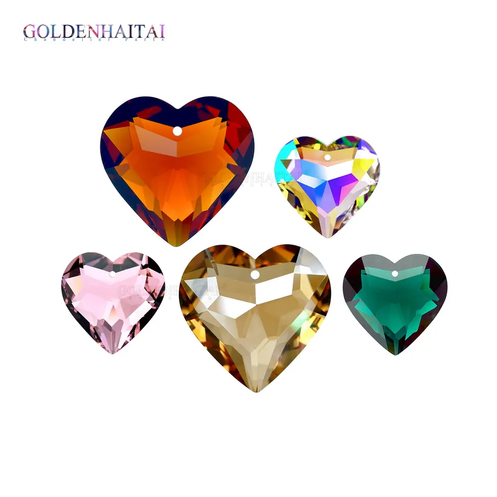 Crystal Heart Prism Suncatcher, cristales colgantes para decoración de ventanas Ornamento y regalos 30mm /45mm GOLDENHAITAI