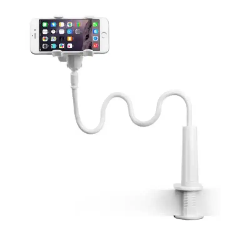 Cell Phone Clip Stand Holder with Grip Flexible Long Arm Gooseneck Bracket Mount Clamp for Phone for iPad for bed desktop