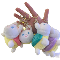 Porte-clés en peluche 3D tortue et lapin, pendentif pour sac, jouet mignon et amusant, décoration de sac à dos