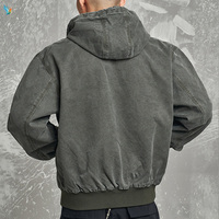 Jaket Hoodie Kanvas Duck Vintage Wash 100% Katun dengan Logo Custom, Jaket Kasual Vintage Wash