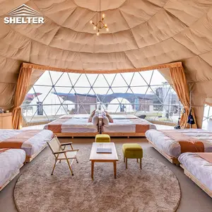 Tenda glamor mewah 10m, tenda Glamping Igloo Dome House Geodesic Dome untuk Resort Hotel