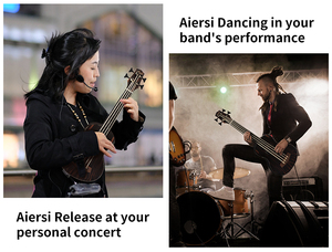 Aiersi อูคูเลเล่เบสไฟฟ้า4สายเครื่องดนตรีสายกีตาร์ไม้มะเกลือขนาดเล็กโลโก้ตามสั่ง - Product Image 6