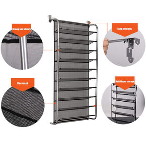 Organisateur de chaussures à 10 niveaux à suspendre sur la porte, étagère murale pour chaussures avec crochets métalliques, support de rangement suspendu pour placard - Product Image 4