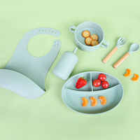 Bol et cuillère en Silicone pour enfants, mélange de pièces, ensemble de bols et d'assiettes