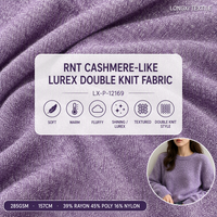 Pantalon pull RNT respirant en tricot imitation cachemire Lurex double, 39% rayonne, 45% polyester, 16% nylon, 285GSM, moelleux et brillant