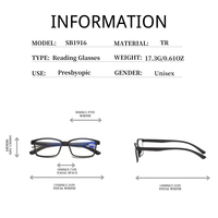 SB1916 1pc True TR Matériel Cadre Carré Bonne Qualité Presbytie Mode Unisexe Lunettes Correctives Lunettes De Lecture