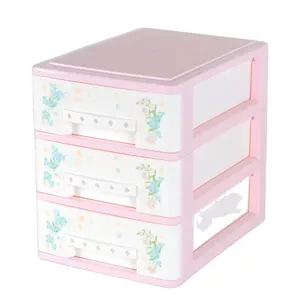 Pink mini drawer 3 layer household desktop Storage Drawers Jewelry
