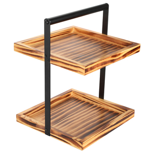 LINDON 2-Tier Metal Wood <strong>Basket</strong> Display Rack <strong>Storage</strong> Racks Shelving <strong>Units</strong> <strong>for</strong> Kitchen and Bathroom <strong>for</strong> Food Use - Product Image 1