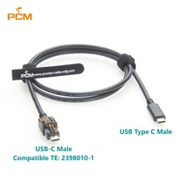 HSAutoLink USB-C pria ke Tipe C Male kabel Data kecepatan tinggi otomotif kompatibel TE 2398010-1 untuk kamera ADAS mobil layar LCD