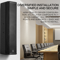 Altavoz de Columna Line Array Pasivo Profesional A-302, 80W RMS, 2x3" con Driver de Neodimio, Compresión de Fase, Madera Contrachapada de Abedul para Conferencias