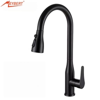 Robinet de cuisine extractible en acier inoxydable, col de cygne haut, monocommande, chromé, mitigeur eau chaude et froide pour évier