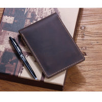 Housse de carnet en cuir véritable faite à la main pour carnet de poche mini à spirale supérieure 3,5 x 5,5, housse de carnet de poche en cuir véritable