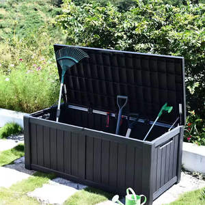 Cobertizo de almacenamiento de cubierta de plástico para exteriores moderno de 119 galones Cajas de almacenamiento de jardín rectangulares Técnicas de inyección - Product Image 6